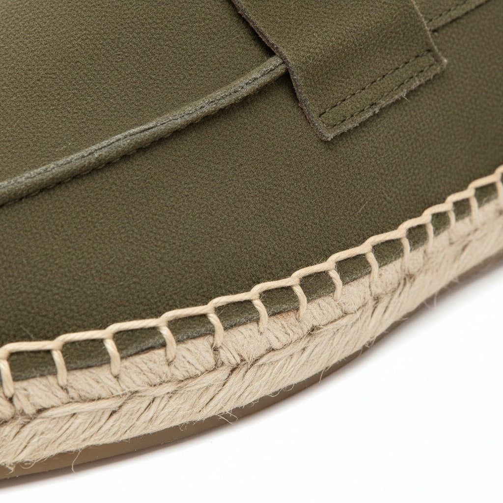 Mens Espadrille Shoes - Olive Green - Texture Close Up