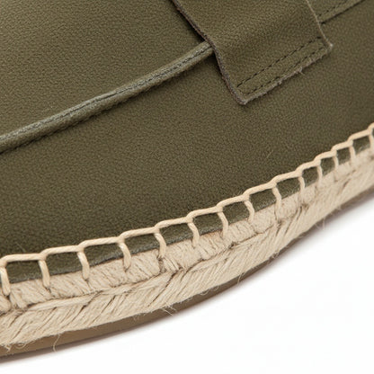 Mens Espadrille Shoes - Olive Green - Texture Close Up