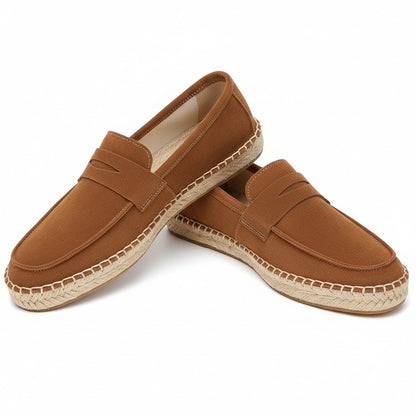 Mens Espadrille Shoes - Tobacco - Front View