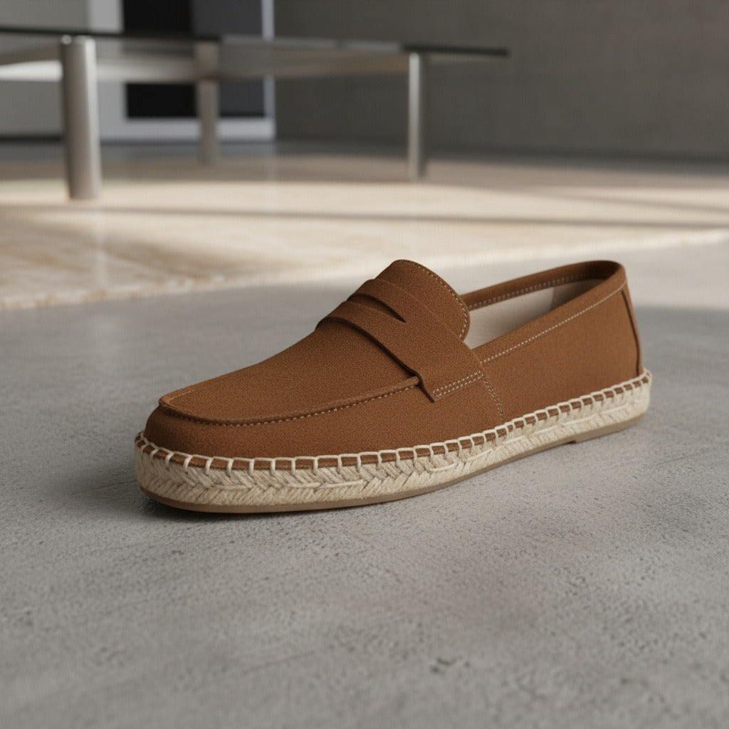 Mens Espadrille Shoes - Tobacco - Back View