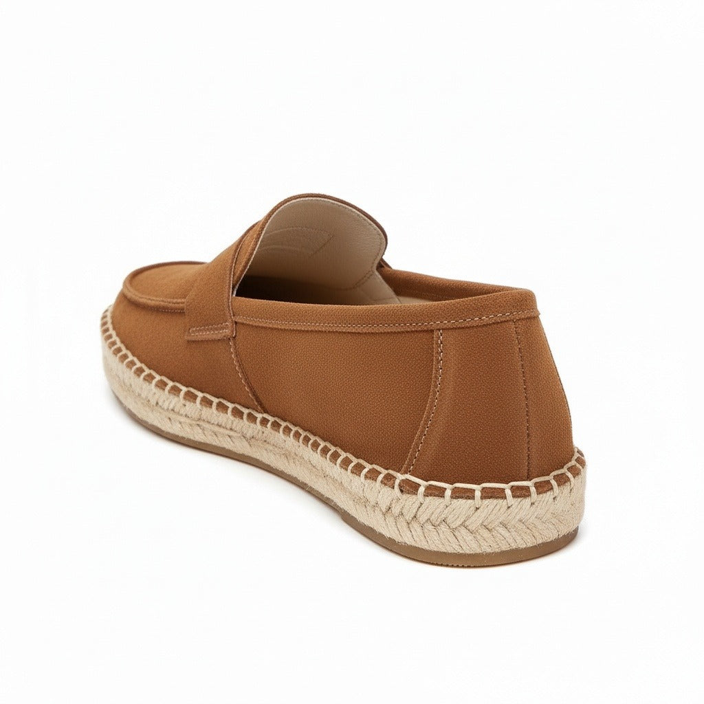 Mens Espadrille Shoes - Tobacco - Fabric Detail