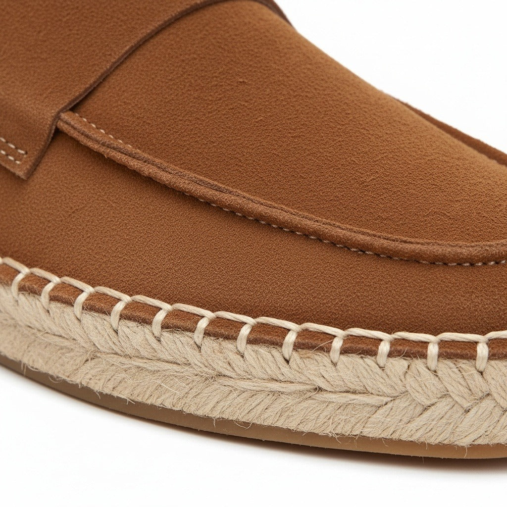 Mens Espadrille Shoes - Tobacco - Texture Close Up