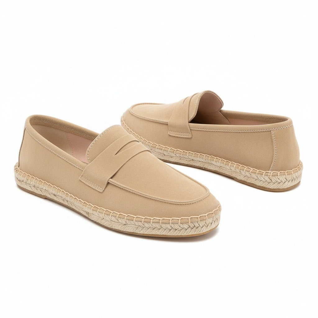 Mens Espadrille Shoes - Sandstone - Front View
