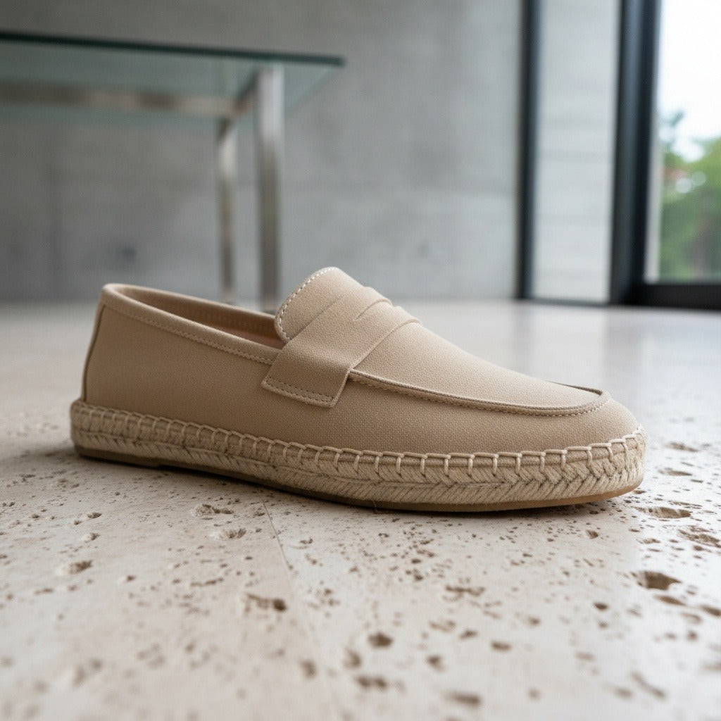Mens Espadrille Shoes - Sandstone - Back View