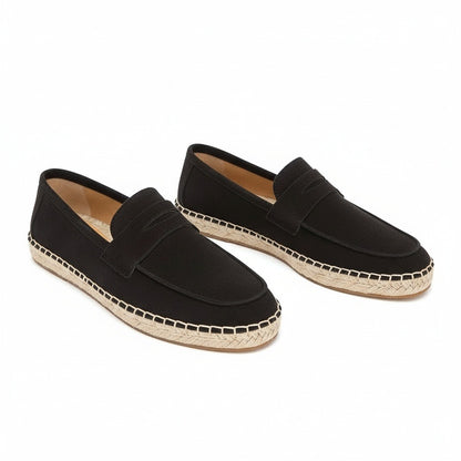 Mens Espadrille Shoes - Charcoal - Front View