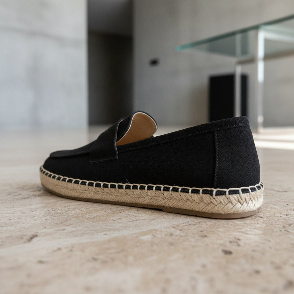 Mens Espadrille Shoes - Charcoal - Back View