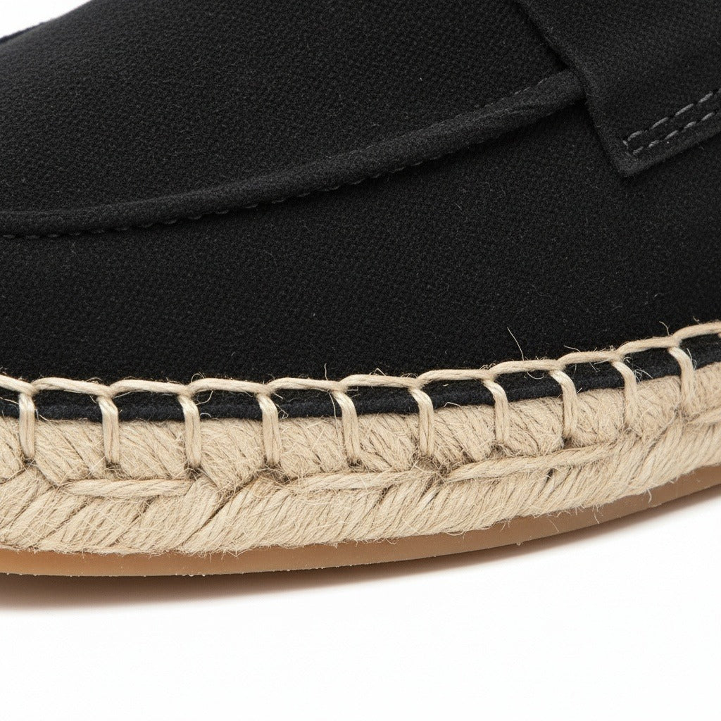 Mens Espadrille Shoes - Black - Texture Close Up