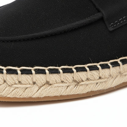 Mens Espadrille Shoes - Black - Texture Close Up