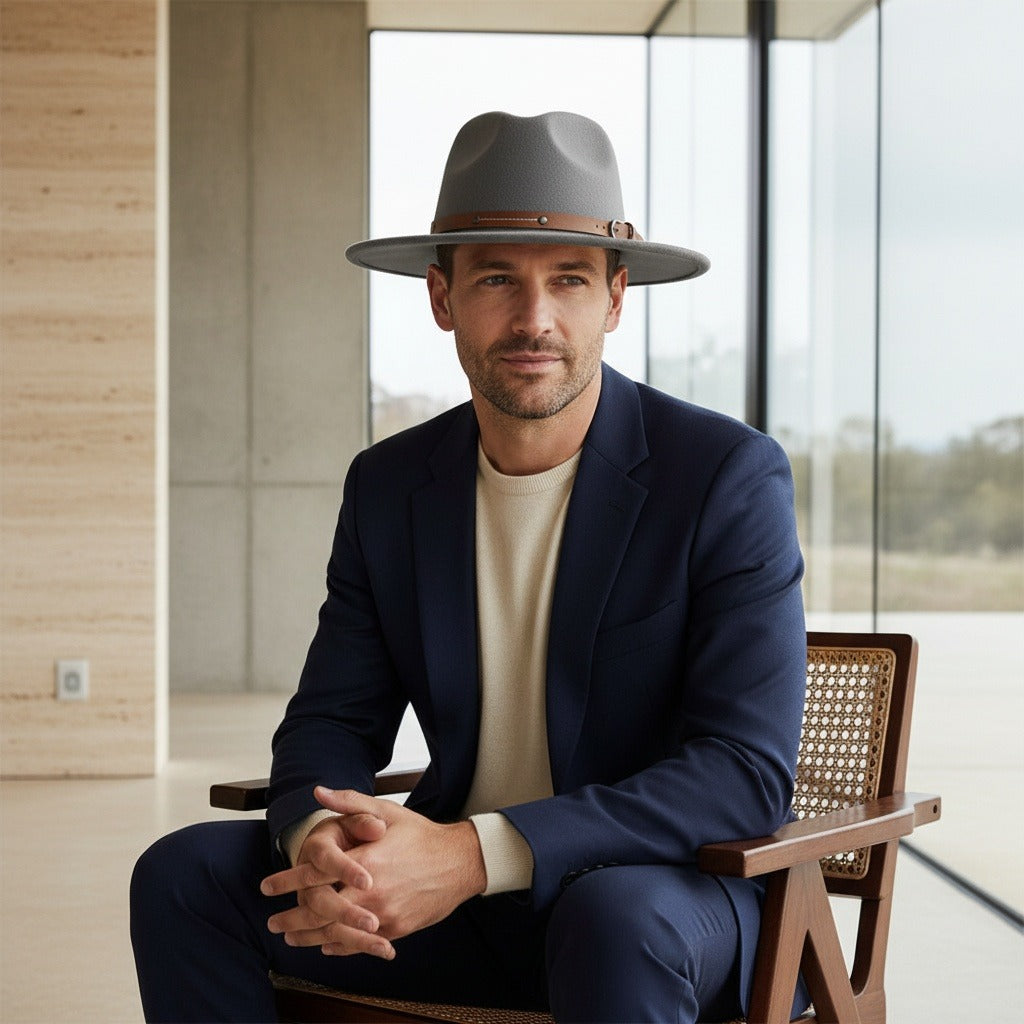 Mens Felt Hat - Slate Gray - Side Profile