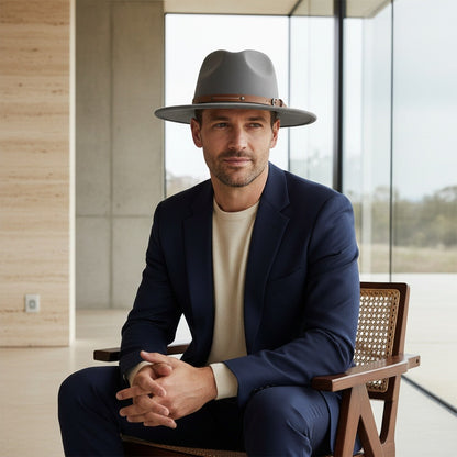 Mens Felt Hat - Slate Gray - Side Profile
