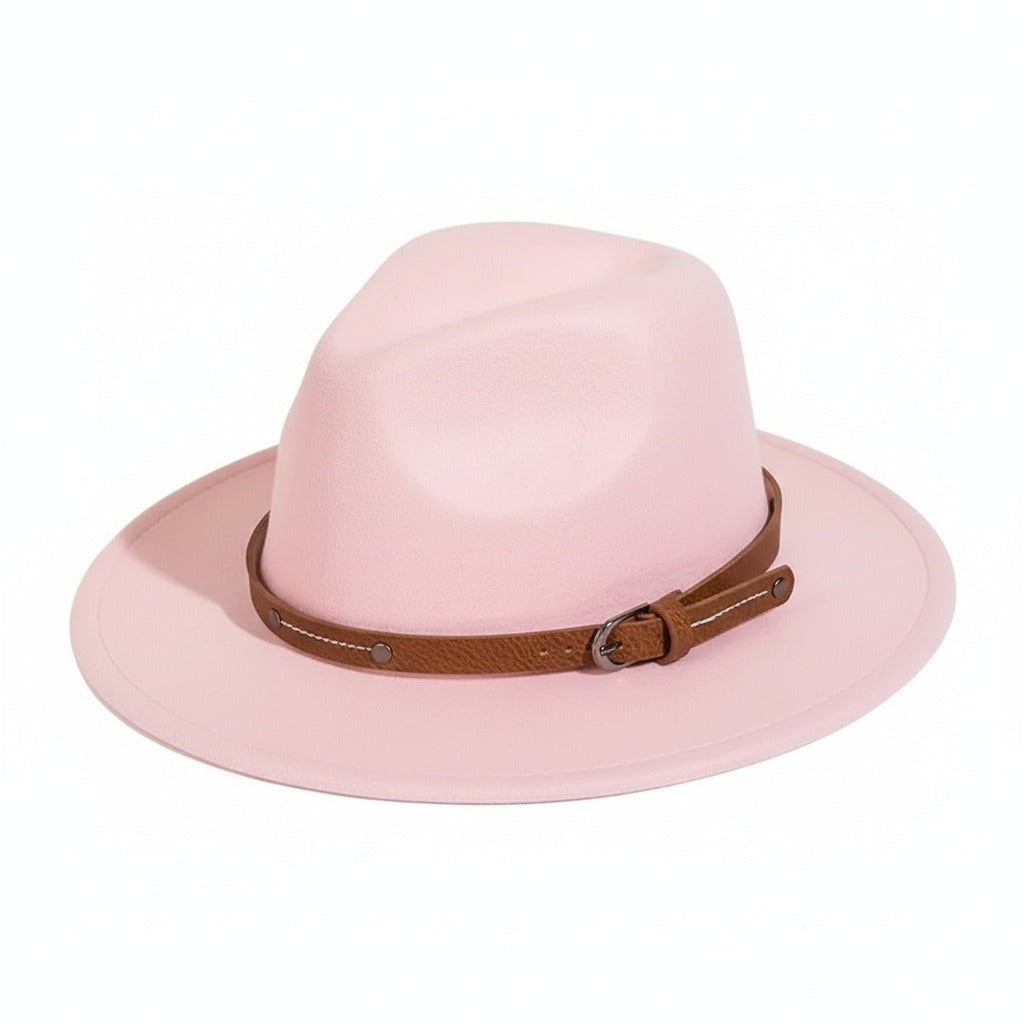 Mens Felt Hat - Baby Pink - Front View