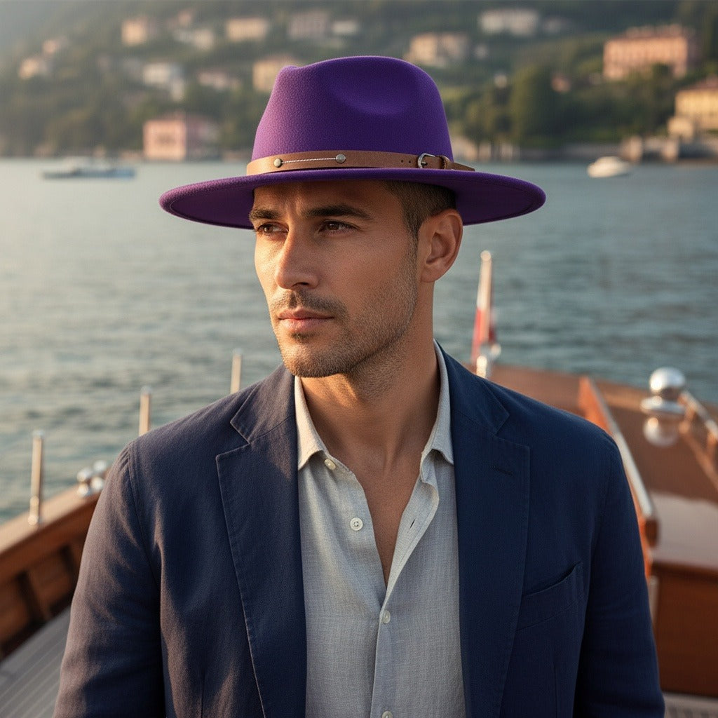 Mens Felt Hat - Purple - Angled Shot