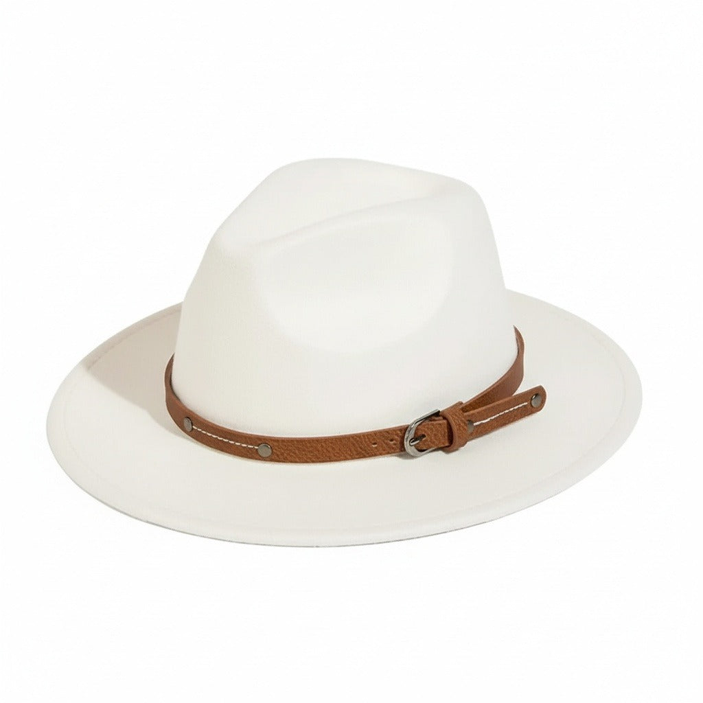 Mens Felt Hat - Off-White - Front View