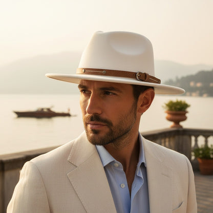 Mens Felt Hat - Off-White - Angled Shot
