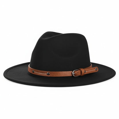Mens Felt Hat - Midnight Black - Front View