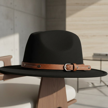 Mens Felt Hat - Midnight Black - Back View