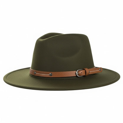 Mens Felt Hat - Olive Green - Front View