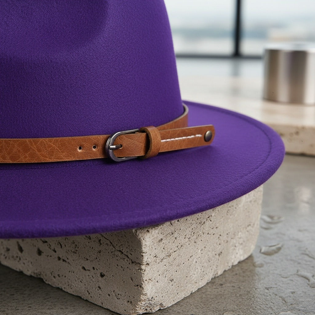 Mens Felt Hat - Purple - Back View