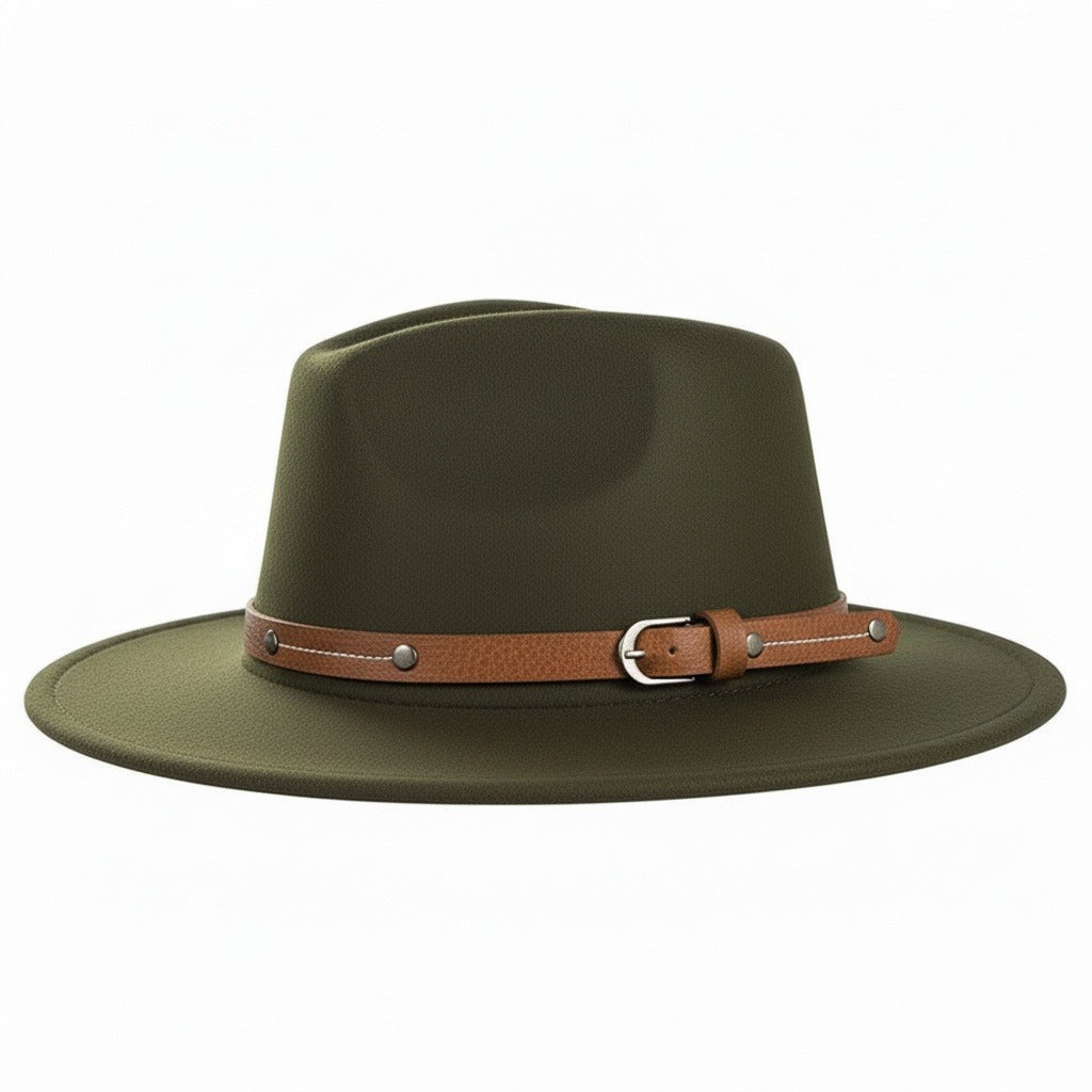 Mens Felt Hat - Olive Green - Fabric Detail