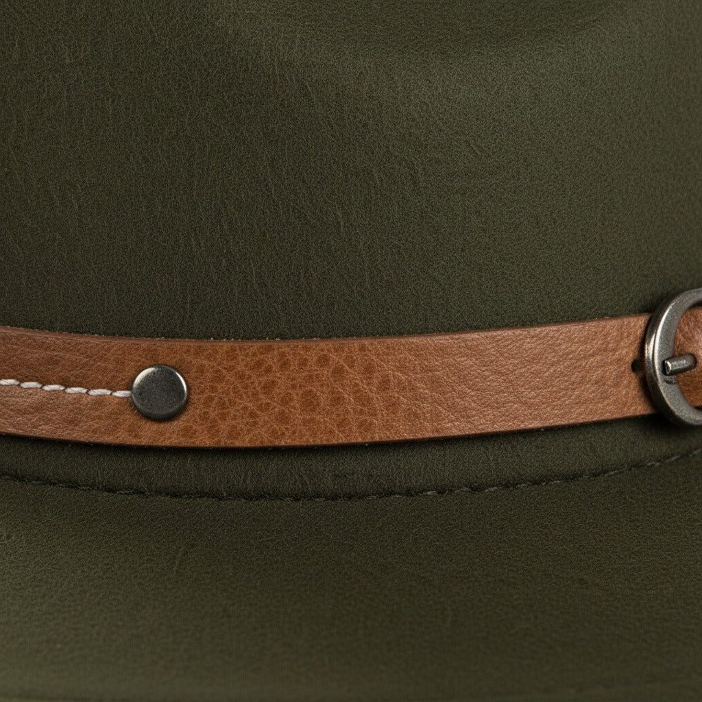 Mens Felt Hat - Olive Green - Texture Close Up