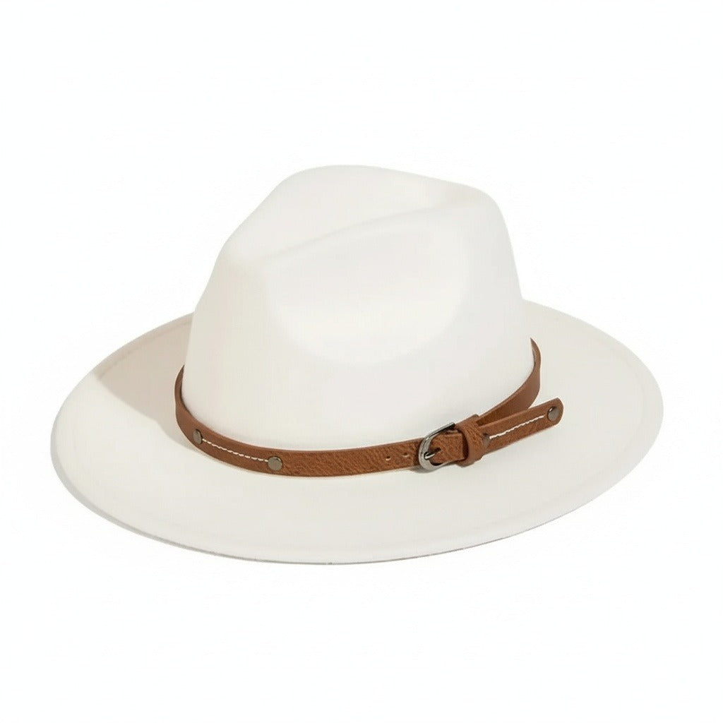 Mens Felt Hat - Cream - Front View