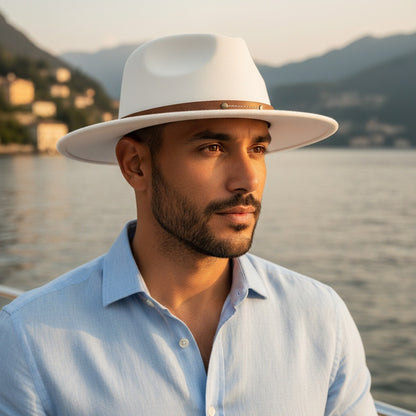 Mens Felt Hat - Cream - Angled Shot