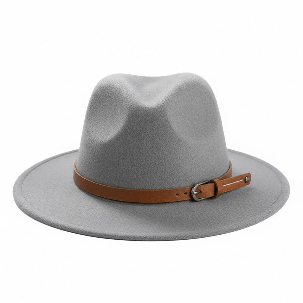Mens Felt Hat - Stone Gray - Front View