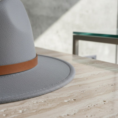 Mens Felt Hat - Stone Gray - Back View