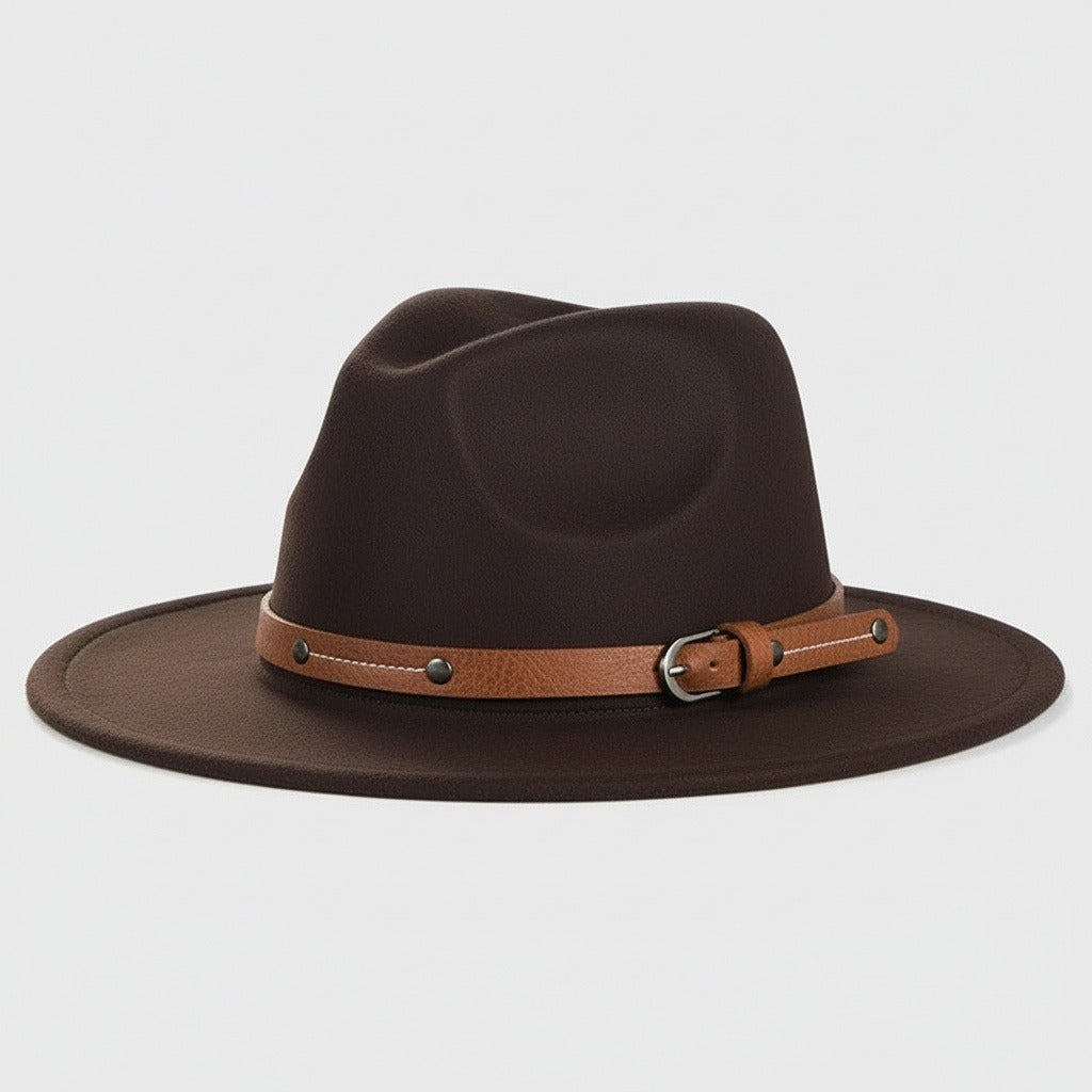 Mens Felt Hat - Espresso Brown - Front View