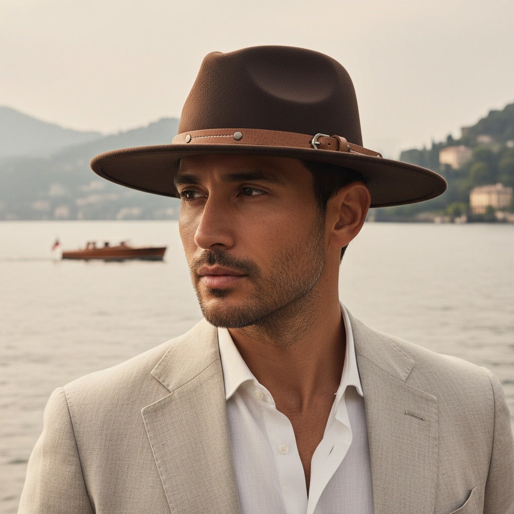 Mens Felt Hat - Espresso Brown - Angled Shot