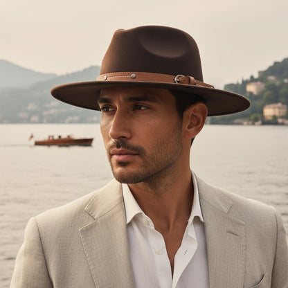 Mens Felt Hat - Espresso Brown - Angled Shot