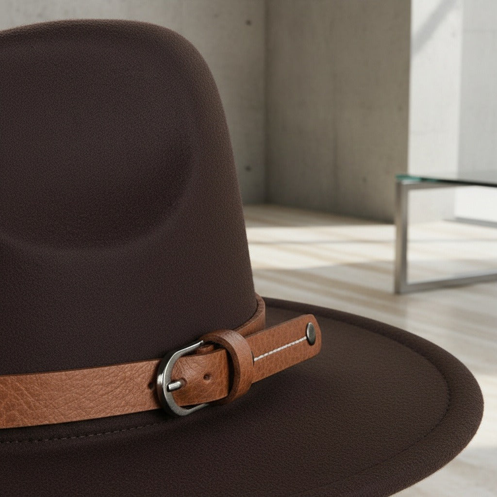 Mens Felt Hat - Espresso Brown - Back View