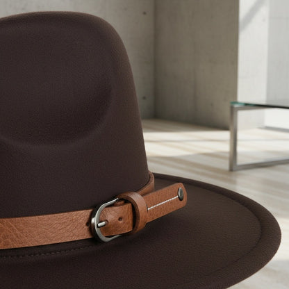 Mens Felt Hat - Espresso Brown - Back View