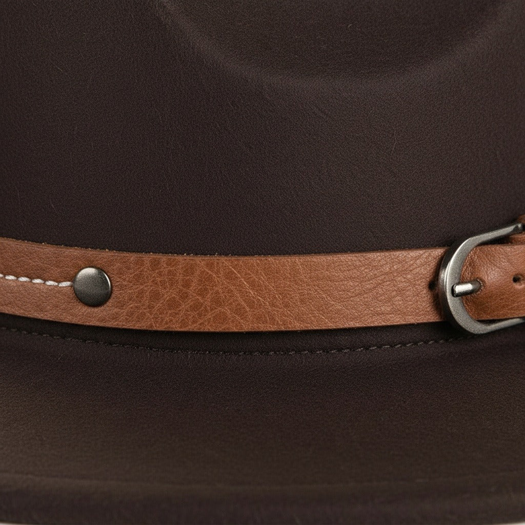 Mens Felt Hat - Espresso Brown - Texture Close Up