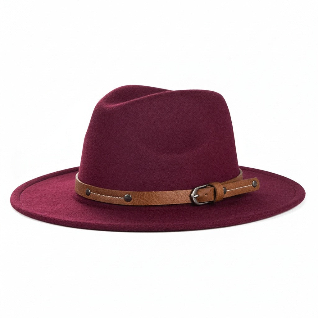 Mens Felt Hat - Burgundy - Front View