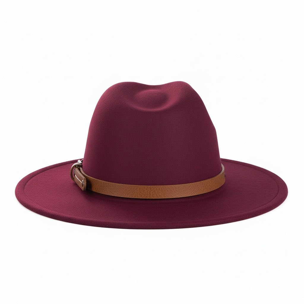 Mens Felt Hat - Burgundy - Fabric Detail