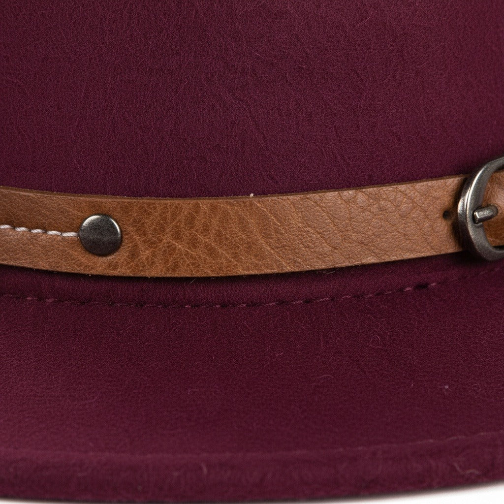 Mens Felt Hat - Burgundy - Texture Close Up