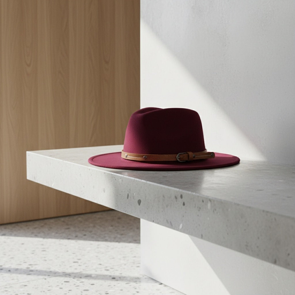 Mens Felt Hat - Burgundy - Lifestyle Inspiration