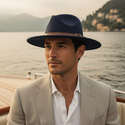 Mens Felt Hat - Deep Navy - Angled Shot