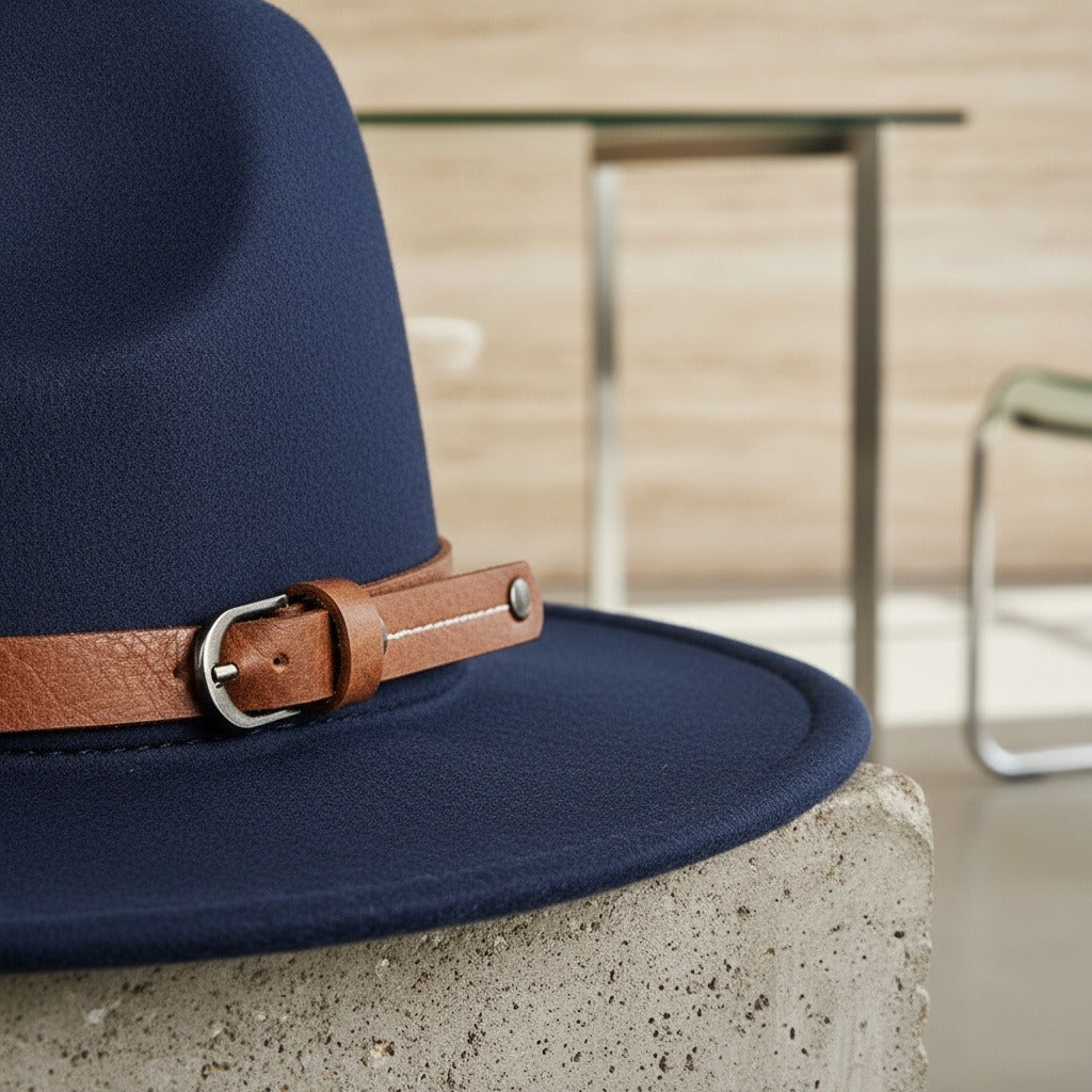Mens Felt Hat - Deep Navy - Back View