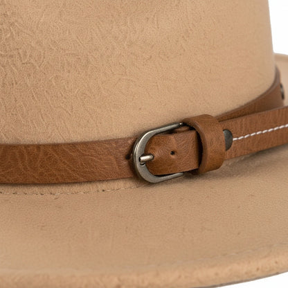 Mens Felt Hat - Tan - Texture Close Up