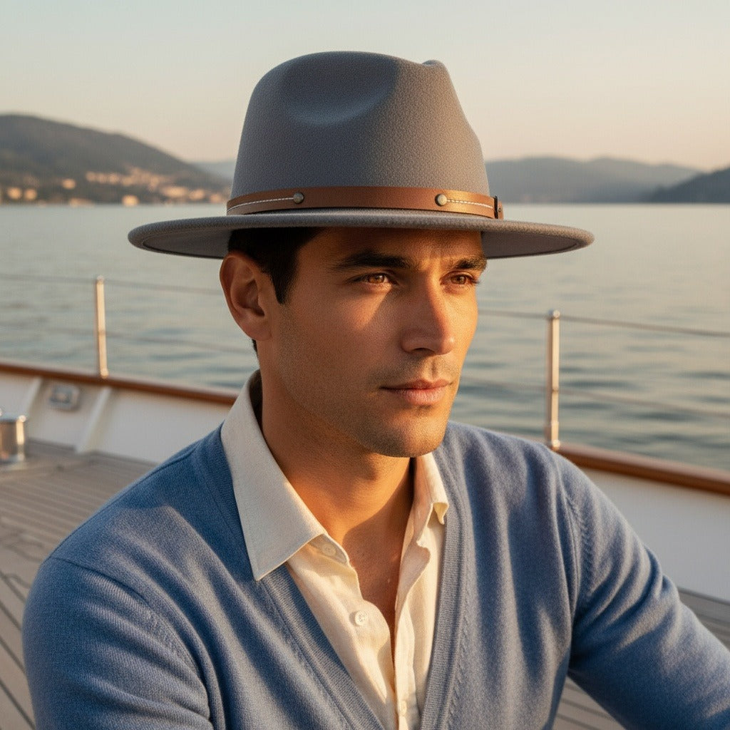 Mens Felt Hat - Slate Gray - Angled Shot