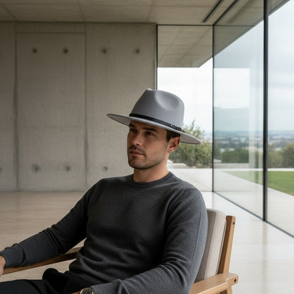 Mens Gatsby Hat - Silver Gray - Side Profile