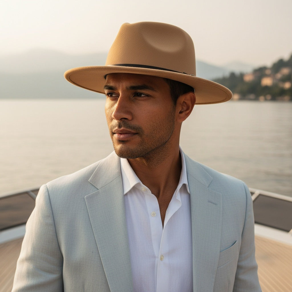 Mens Gatsby Hat - Camel Tan - Angled Shot