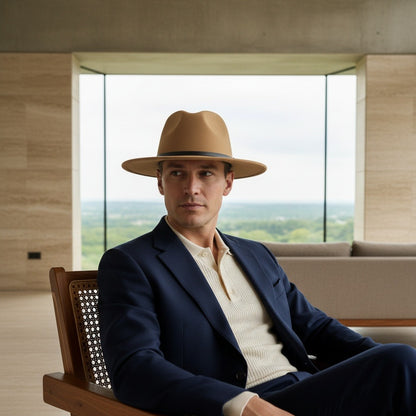 Mens Gatsby Hat - Camel Tan - Side Profile