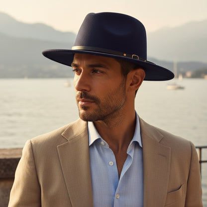 Mens Gatsby Hat - Navy Blue - Angled Shot