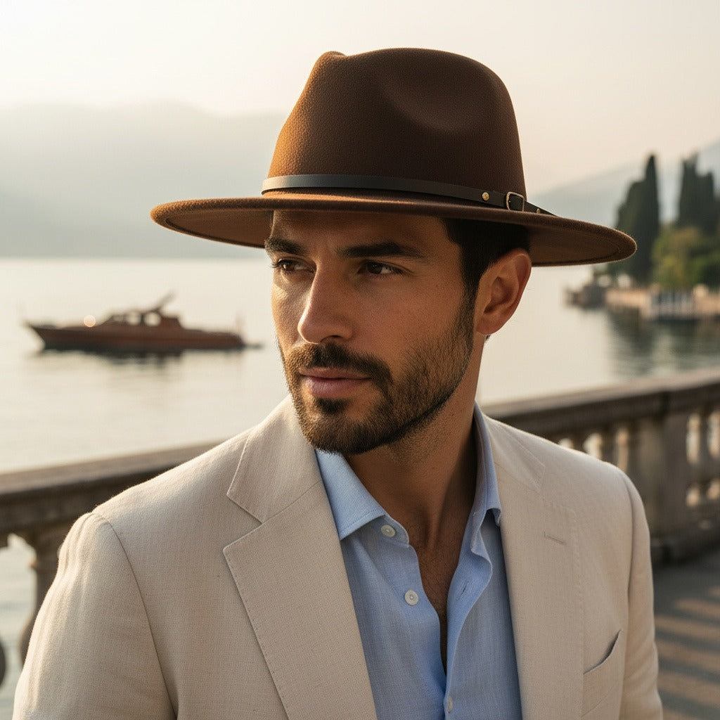 Mens Gatsby Hat - Chocolate Brown - Angled Shot