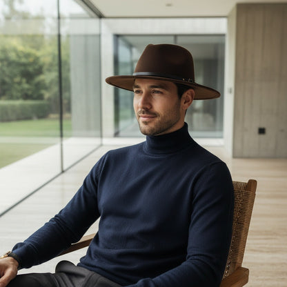 Mens Gatsby Hat - Chocolate Brown - Side Profile