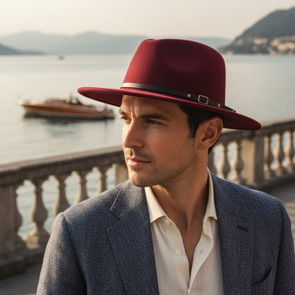 Mens Gatsby Hat - Burgundy - Angled Shot