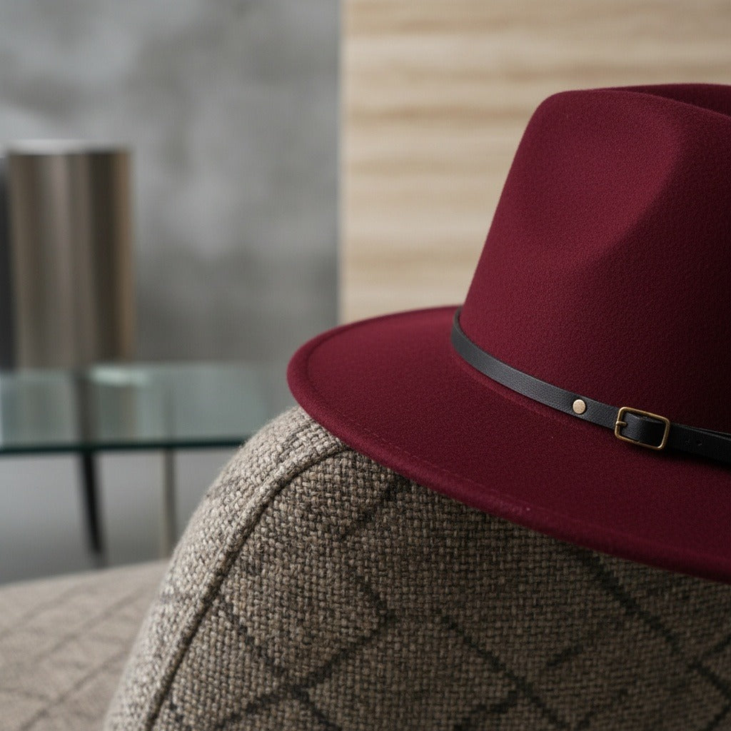 Mens Gatsby Hat - Burgundy - Back View